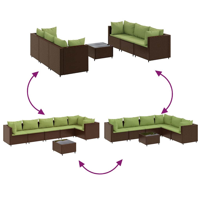 Set mobilier de grădină cu perne, 7 piese, maro, poliratan - WALTI WALTI