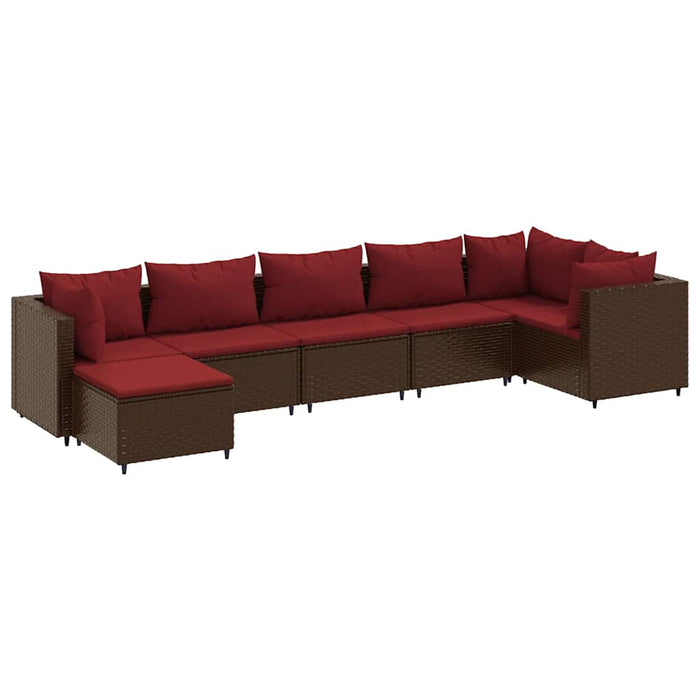 Set mobilier de grădină cu perne, 7 piese, maro, poliratan WALTI