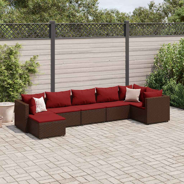 Set mobilier de grădină cu perne, 7 piese, maro, poliratan WALTI