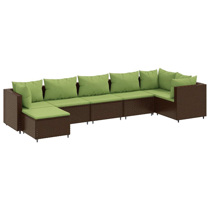 Set mobilier de grădină cu perne, 7 piese, maro, poliratan - WALTI WALTI