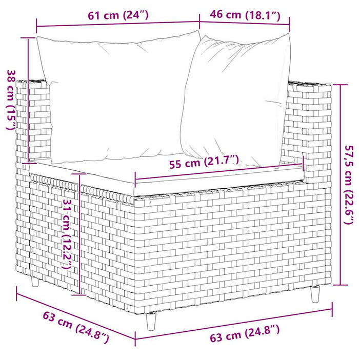 Set mobilier de grădină cu perne, 7 piese, maro, poliratan - WALTI WALTI