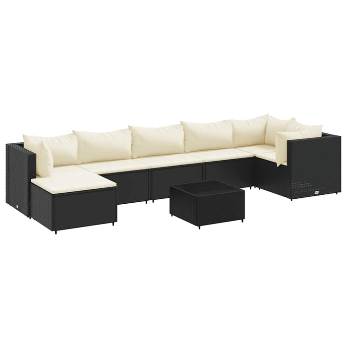 Set mobilier de grădină cu perne, 8 piese, negru, poliratan - WALTI WALTI