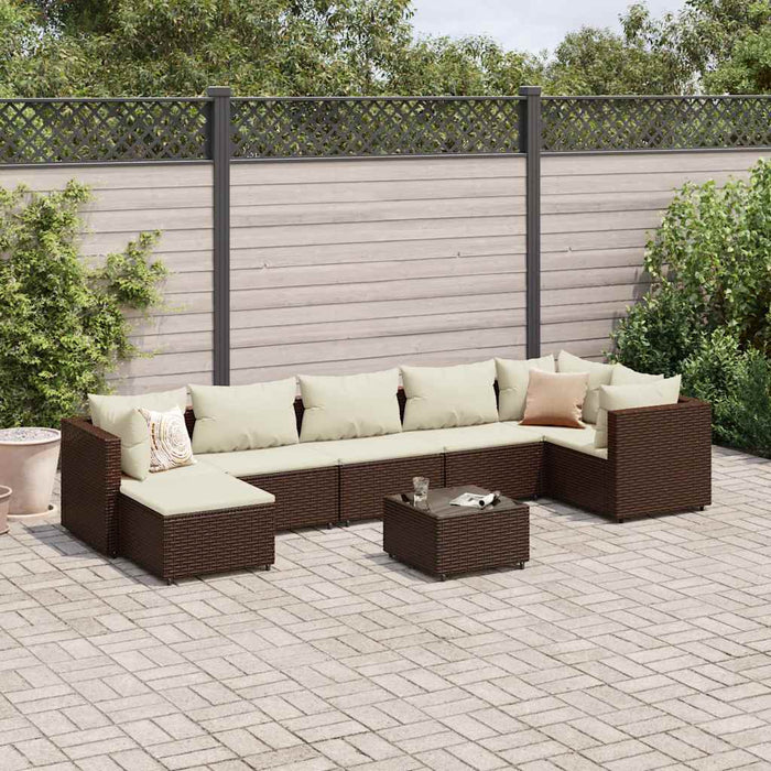 Set mobilier de grădină cu perne, 8 piese, maro, poliratan WALTI
