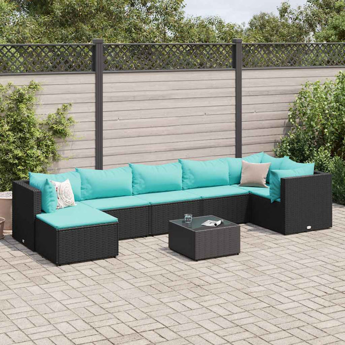 Set mobilier de grădină cu perne, 8 piese, negru, poliratan - WALTI WALTI
