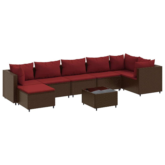Set mobilier de grădină cu perne, 8 piese, maro, poliratan - WALTI WALTI