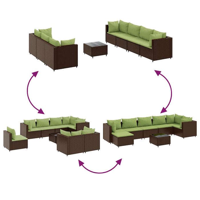 Set mobilier de grădină cu perne, 8 piese, maro, poliratan WALTI