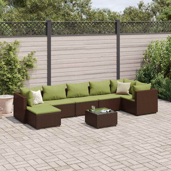 Set mobilier de grădină cu perne, 8 piese, maro, poliratan WALTI