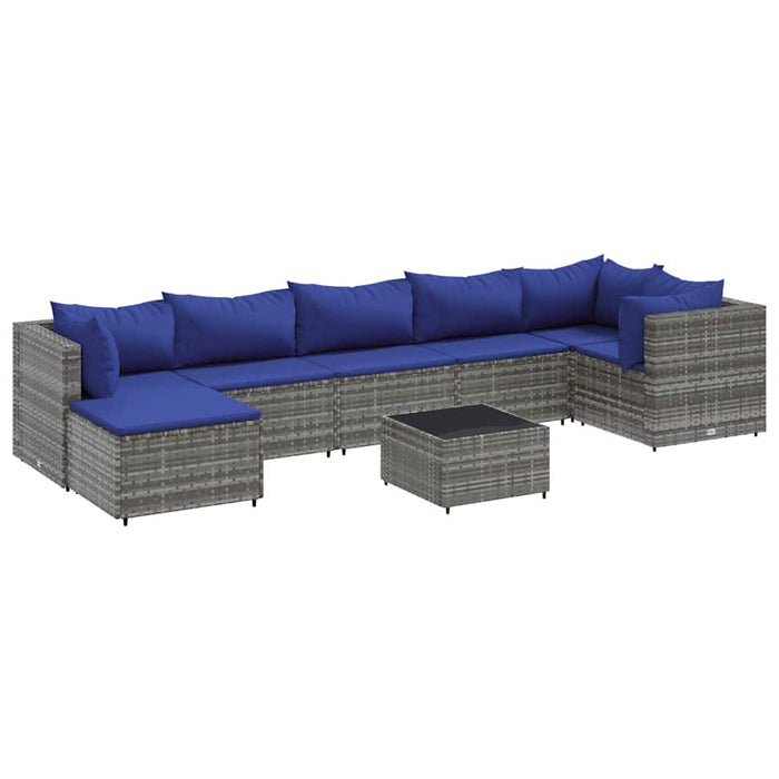 Set mobilier de grădină cu perne, 8 piese, gri, poliratan WALTI