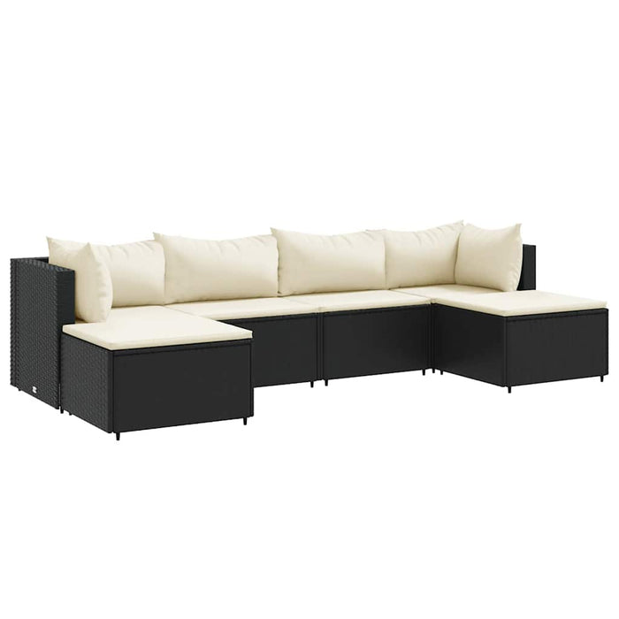 Set mobilier de grădină cu perne, 6 piese, negru, poliratan - WALTI WALTI