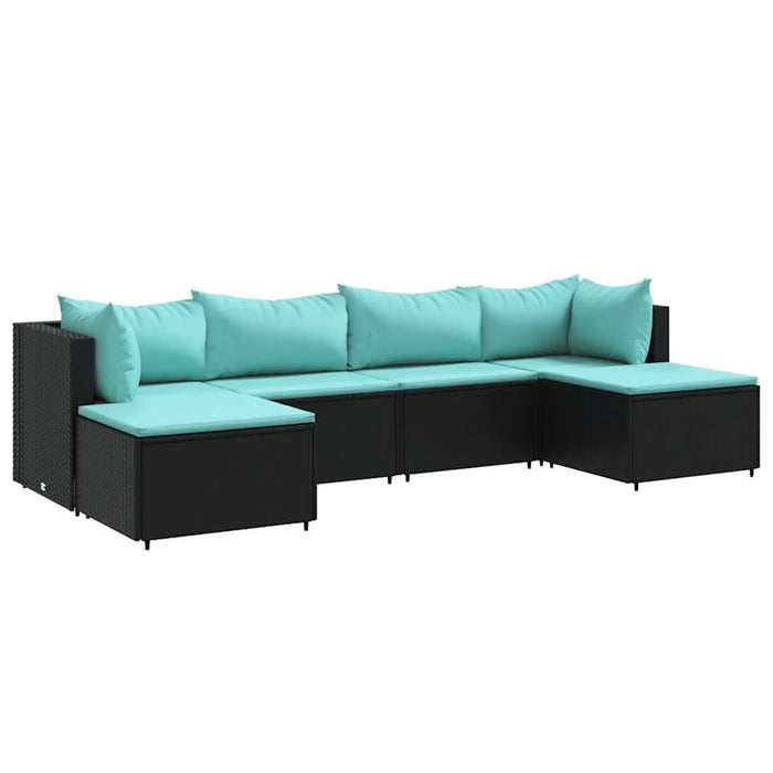 Set mobilier de grădină cu perne, 6 piese, negru, poliratan - WALTI WALTI
