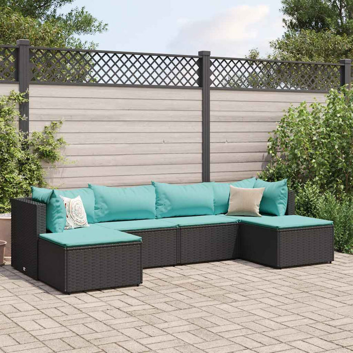 Set mobilier de grădină cu perne, 6 piese, negru, poliratan - WALTI WALTI