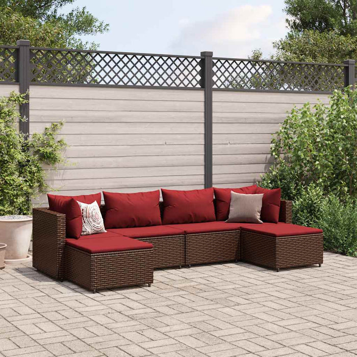 Set mobilier de grădină cu perne, 6 piese, maro, poliratan WALTI