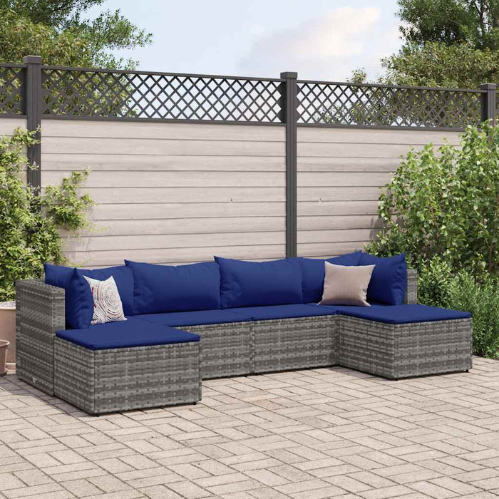 Set mobilier de grădină cu perne, 6 piese, gri, poliratan - WALTI WALTI