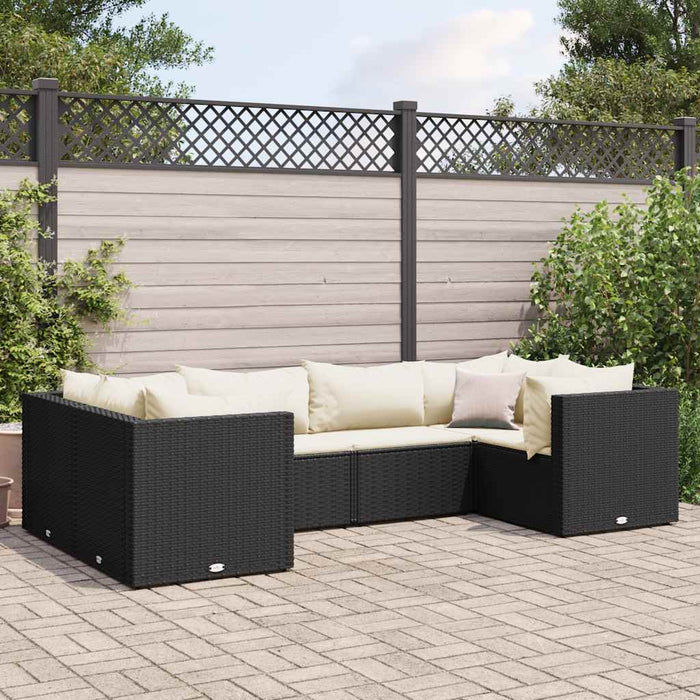 Set mobilier de grădină cu perne, 6 piese, negru, poliratan - WALTI WALTI