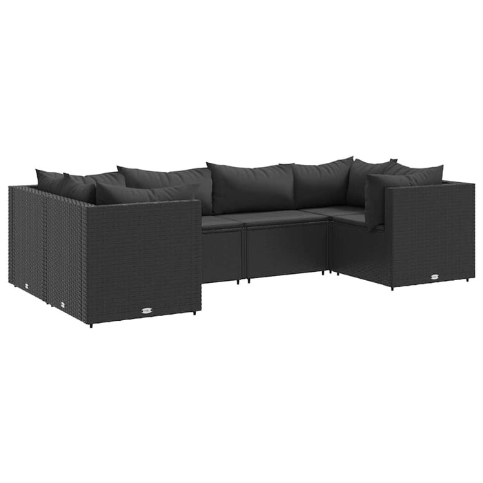 Set mobilier de grădină cu perne, 6 piese, negru, poliratan - WALTI WALTI