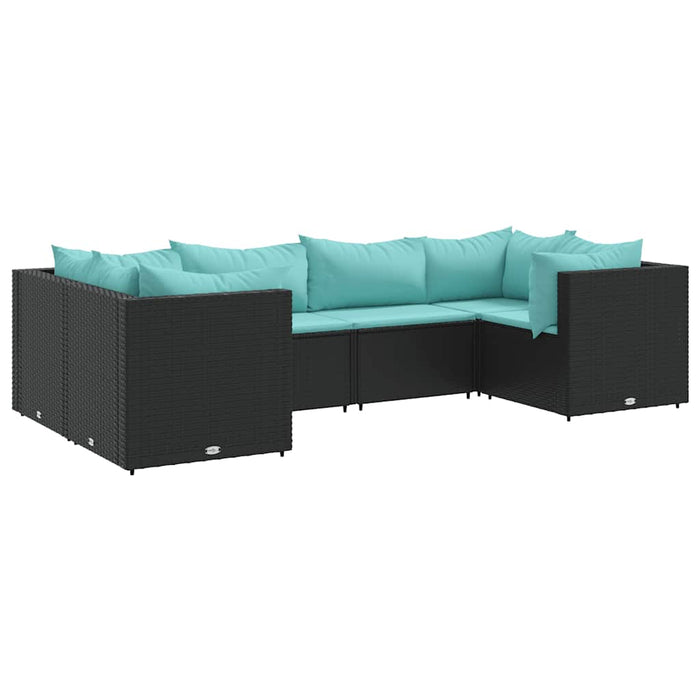 Set mobilier de grădină cu perne, 6 piese, negru, poliratan - WALTI WALTI