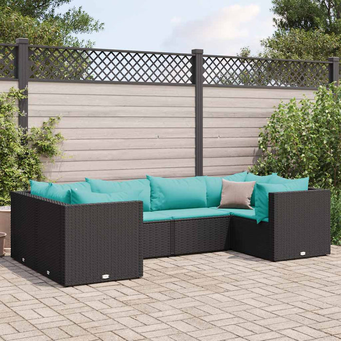 Set mobilier de grădină cu perne, 6 piese, negru, poliratan - WALTI WALTI