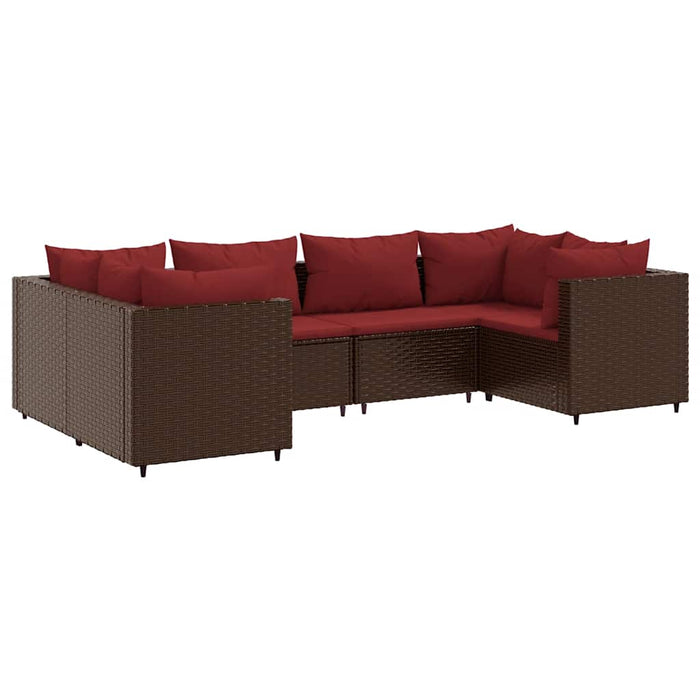 Set mobilier de grădină cu perne, 6 piese, maro, poliratan - WALTI WALTI