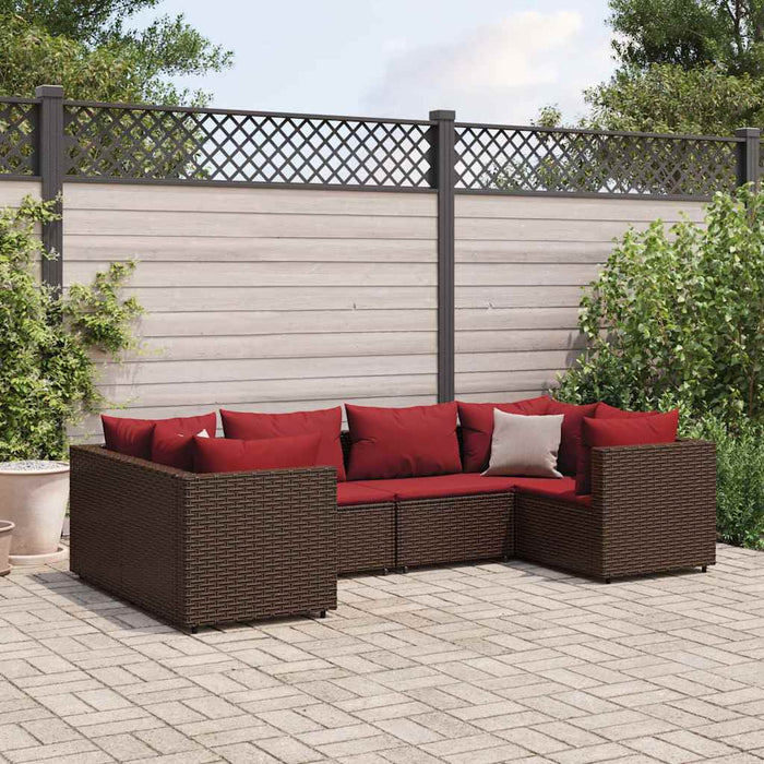 Set mobilier de grădină cu perne, 6 piese, maro, poliratan - WALTI WALTI