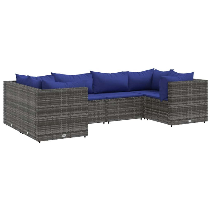 Set mobilier de grădină cu perne, 6 piese, gri, poliratan - WALTI WALTI