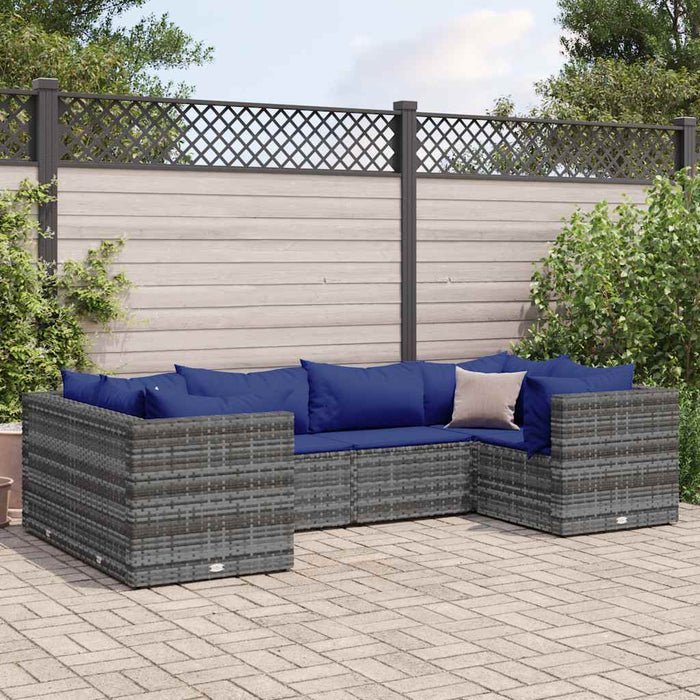 Set mobilier de grădină cu perne, 6 piese, gri, poliratan - WALTI WALTI