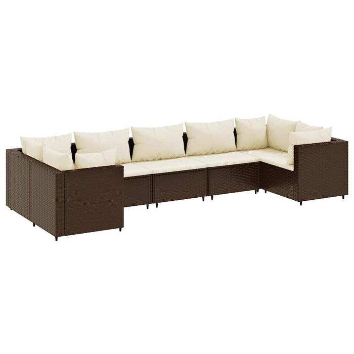 Set mobilier de grădină cu perne, 7 piese, maro, poliratan - WALTI WALTI