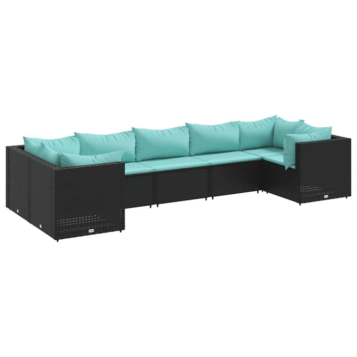 Set mobilier de grădină cu perne, 7 piese, negru, poliratan - WALTI WALTI