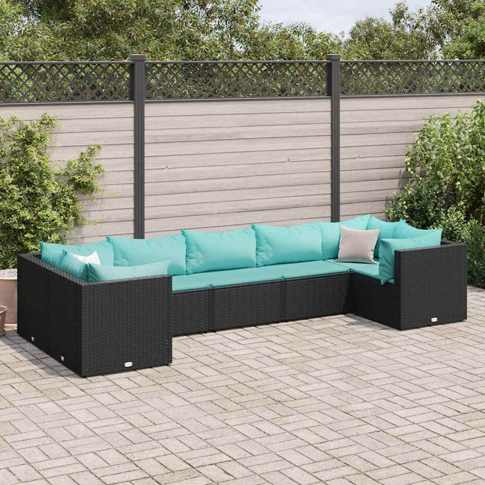 Set mobilier de grădină cu perne, 7 piese, negru, poliratan - WALTI WALTI