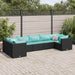 Set mobilier de grădină cu perne, 7 piese, negru, poliratan - WALTI WALTI