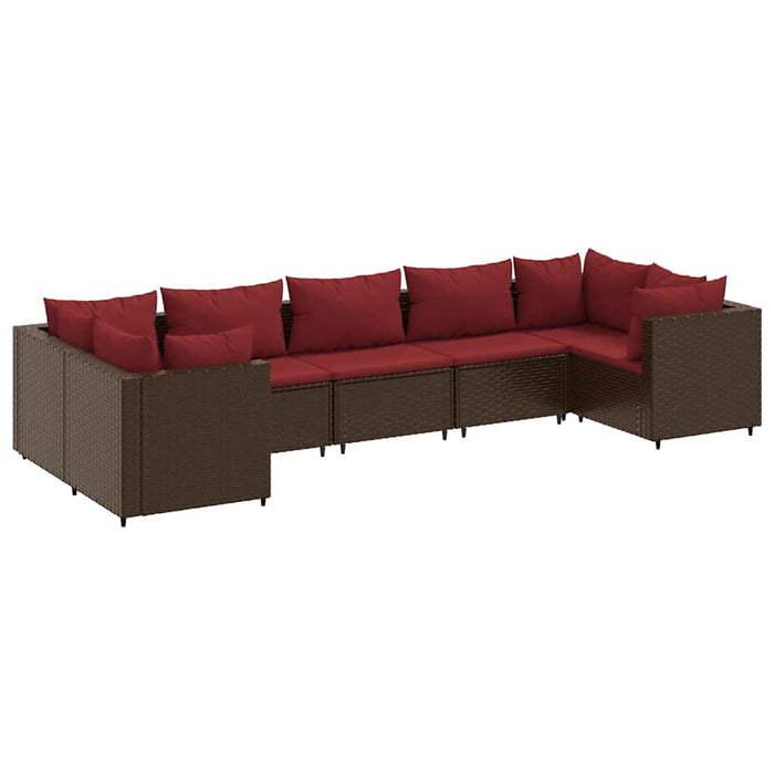 Set mobilier de grădină cu perne, 7 piese, maro, poliratan WALTI