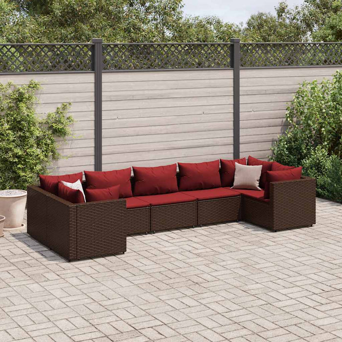 Set mobilier de grădină cu perne, 7 piese, maro, poliratan WALTI