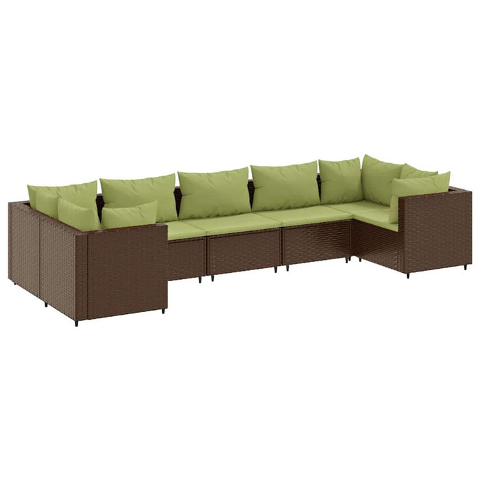 Set mobilier de grădină cu perne, 7 piese, maro, poliratan - WALTI WALTI