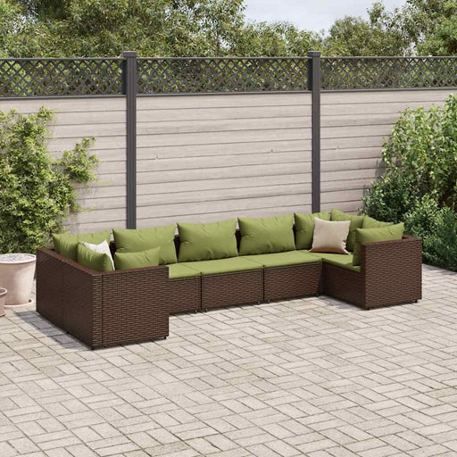 Set mobilier de grădină cu perne, 7 piese, maro, poliratan - WALTI WALTI