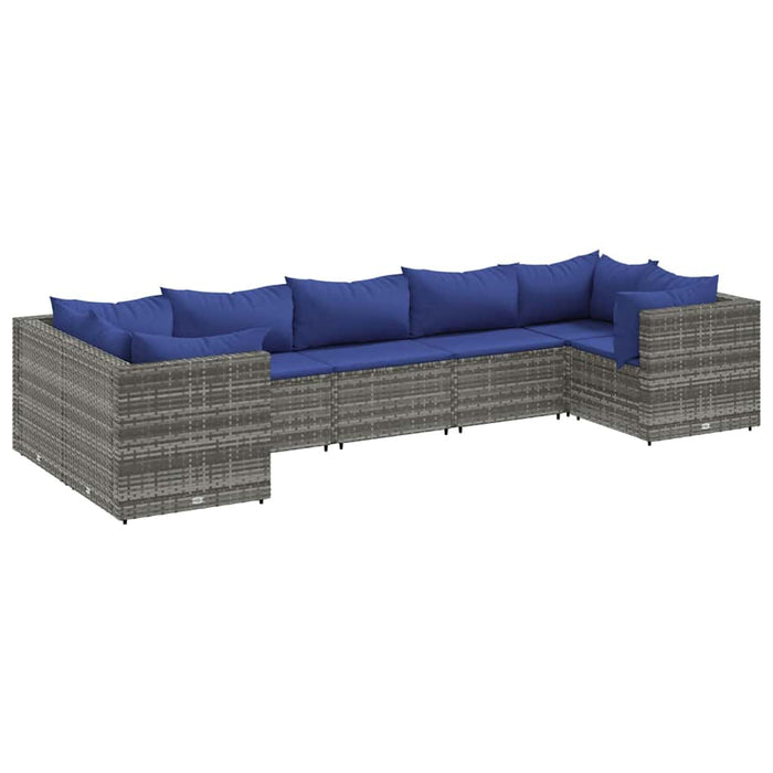 Set mobilier de grădină cu perne, 7 piese, gri, poliratan - WALTI WALTI