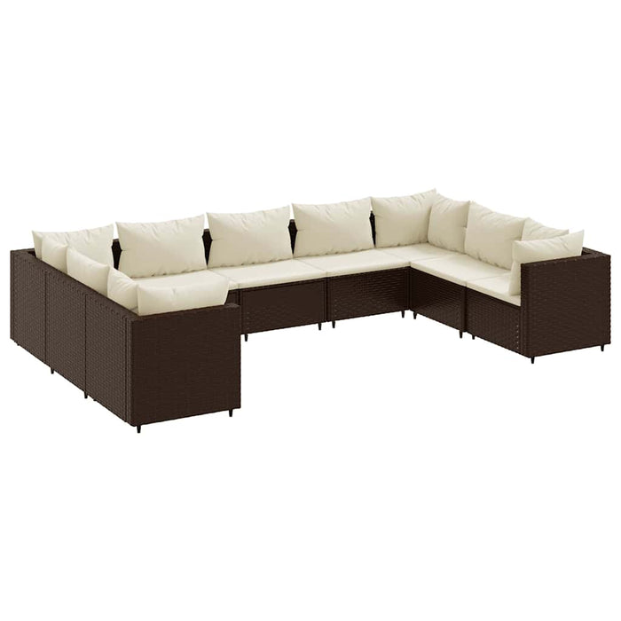 Set mobilier de grădină cu perne, 9 piese, maro, poliratan - WALTI WALTI