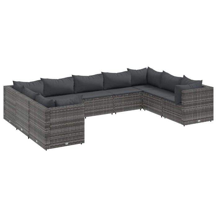 Set mobilier de grădină cu perne, 9 piese, gri, poliratan - WALTI WALTI