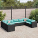 Set mobilier de grădină cu perne, 9 piese, negru, poliratan - WALTI WALTI