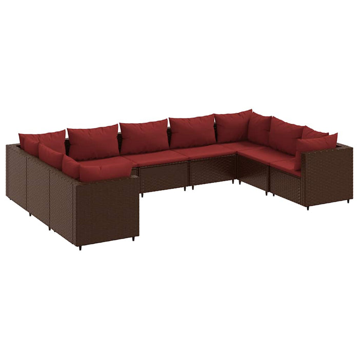 Set mobilier de grădină cu perne, 9 piese, maro, poliratan WALTI