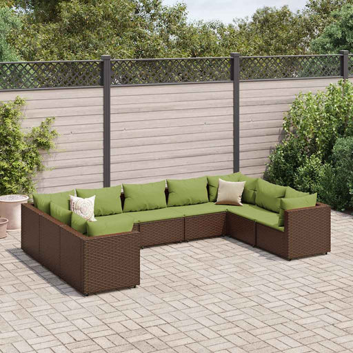 Set mobilier de grădină cu perne, 9 piese, maro, poliratan - WALTI WALTI