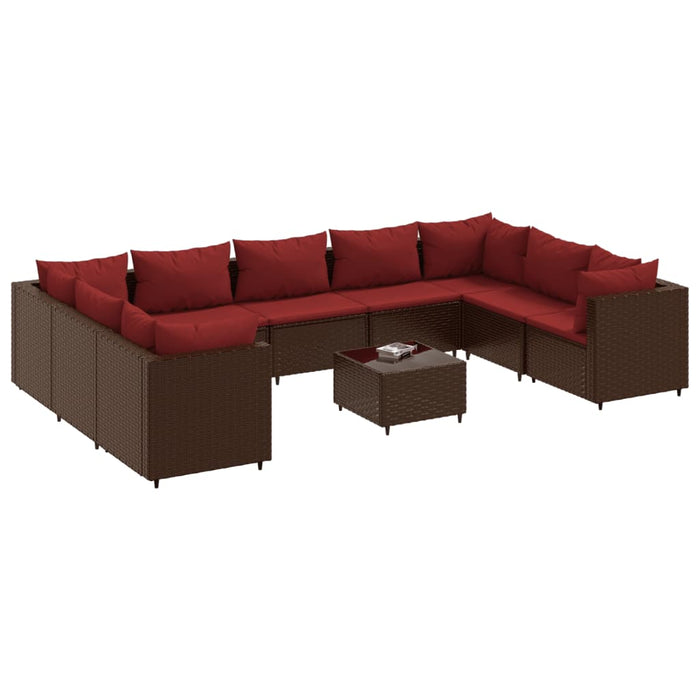 Set mobilier de grădină cu perne, 10 piese, maro, poliratan - WALTI WALTI