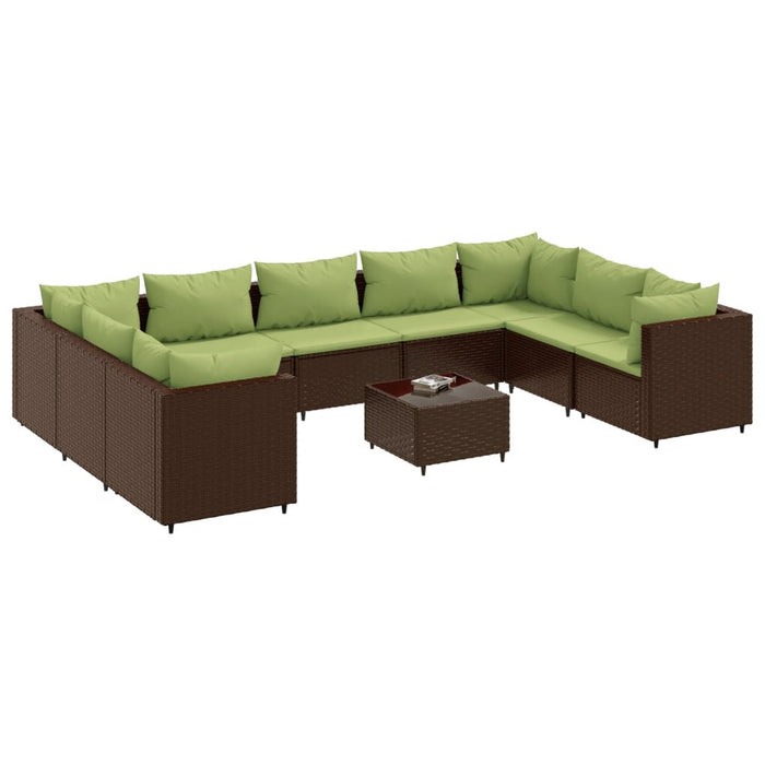 Set mobilier de grădină cu perne, 10 piese, maro, poliratan - WALTI WALTI