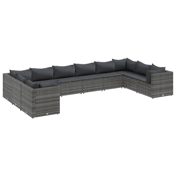 Set mobilier de grădină cu perne, 10 piese, gri, poliratan - WALTI WALTI
