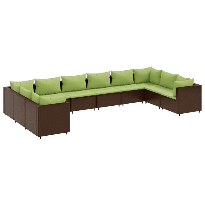 Set mobilier de grădină cu perne, 10 piese, maro, poliratan - WALTI WALTI