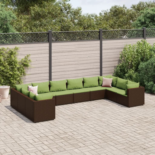 Set mobilier de grădină cu perne, 10 piese, maro, poliratan - WALTI WALTI