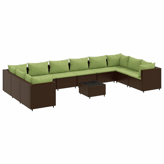 Set mobilier de grădină cu perne, 11 piese, maro, poliratan - WALTI WALTI