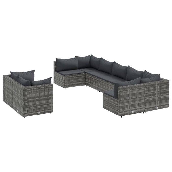 Set canapele de grădină, 9 piese, cu perne, gri, poliratan - WALTI WALTI