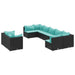 Set mobilier de grădină cu perne, 9 piese, negru, poliratan - WALTI WALTI