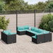Set mobilier de grădină cu perne, 9 piese, negru, poliratan - WALTI WALTI