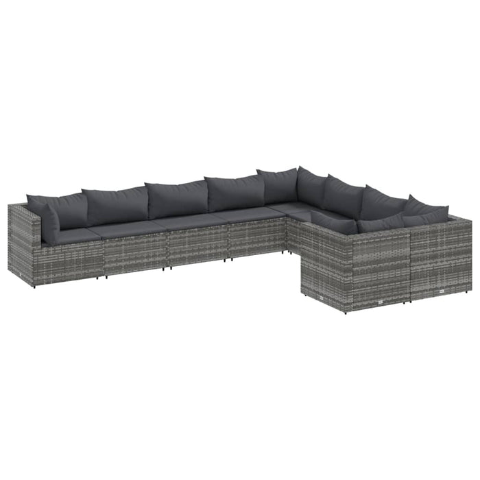 Set canapele de grădină, 9 piese, cu perne, gri, poliratan - WALTI WALTI