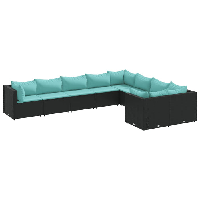 Set mobilier de grădină cu perne, 9 piese, negru, poliratan - WALTI WALTI